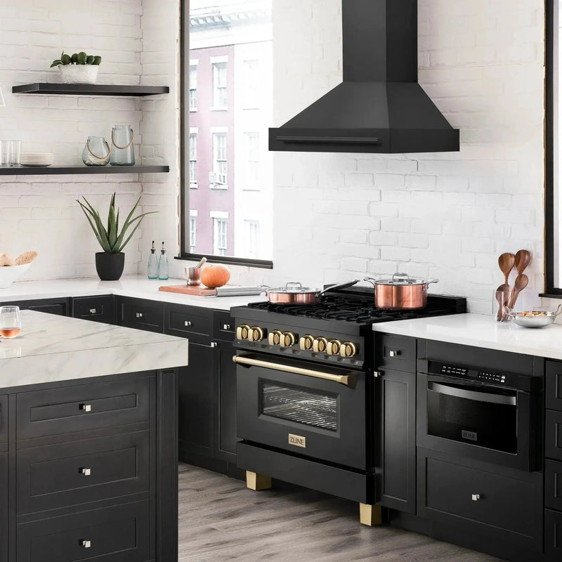 ZLINE Black Stainless Steel Range Hood with Black Stainless Steel Handle - BS655-30-BS by Farmhouse Kitchen and Bath