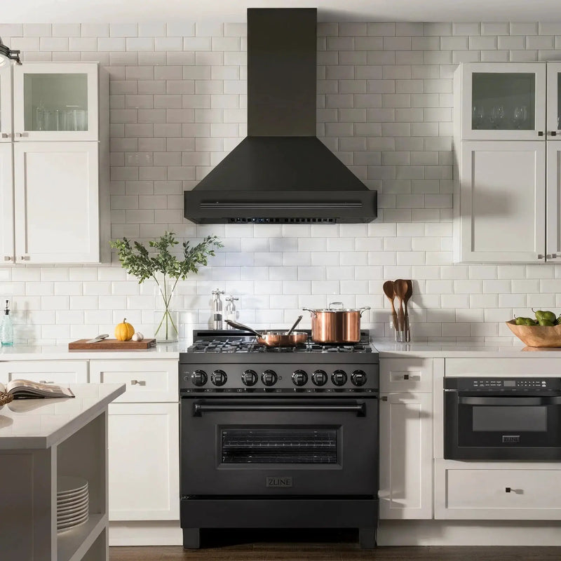ZLINE Black Stainless Steel Range Hood with Black Stainless Steel Handle - BS655-36-BS by Farmhouse Kitchen and Bath