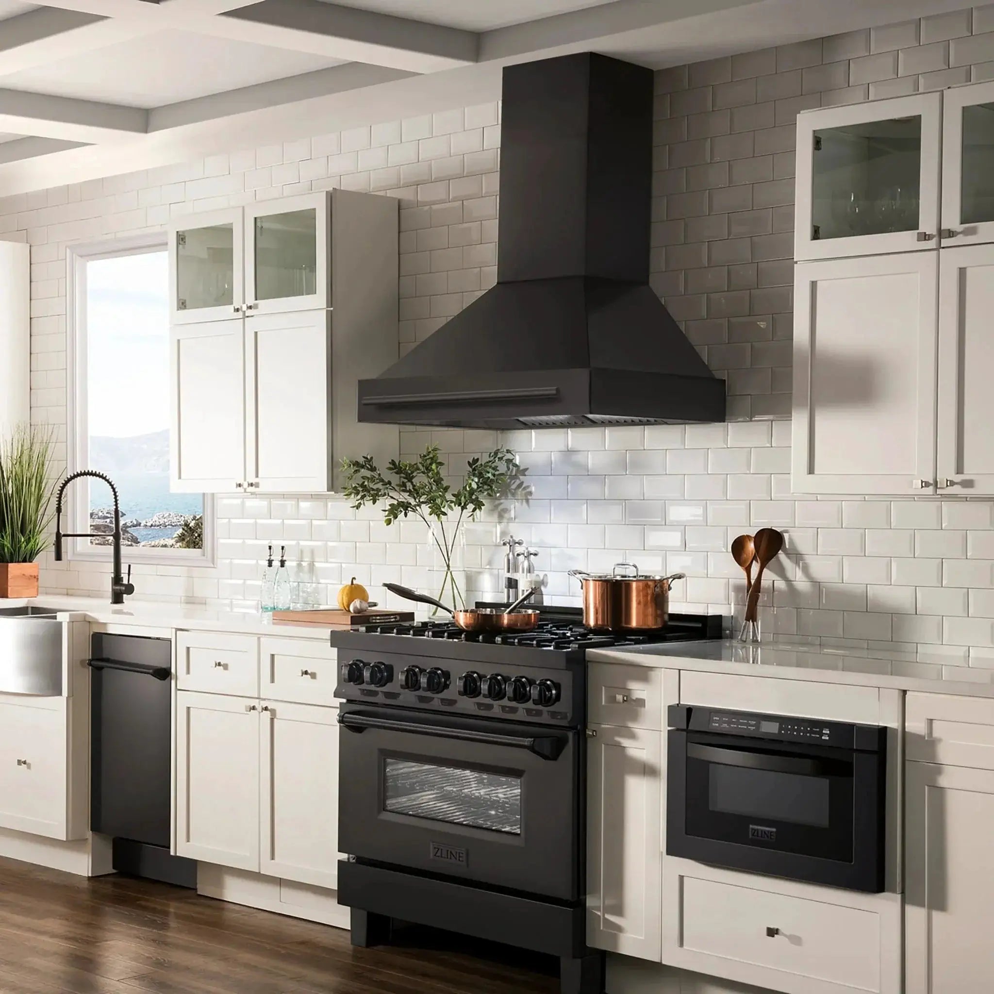 ZLINE Black Stainless Steel Range Hood with Black Stainless Steel Handle - BS655-36-BS by Farmhouse Kitchen and Bath