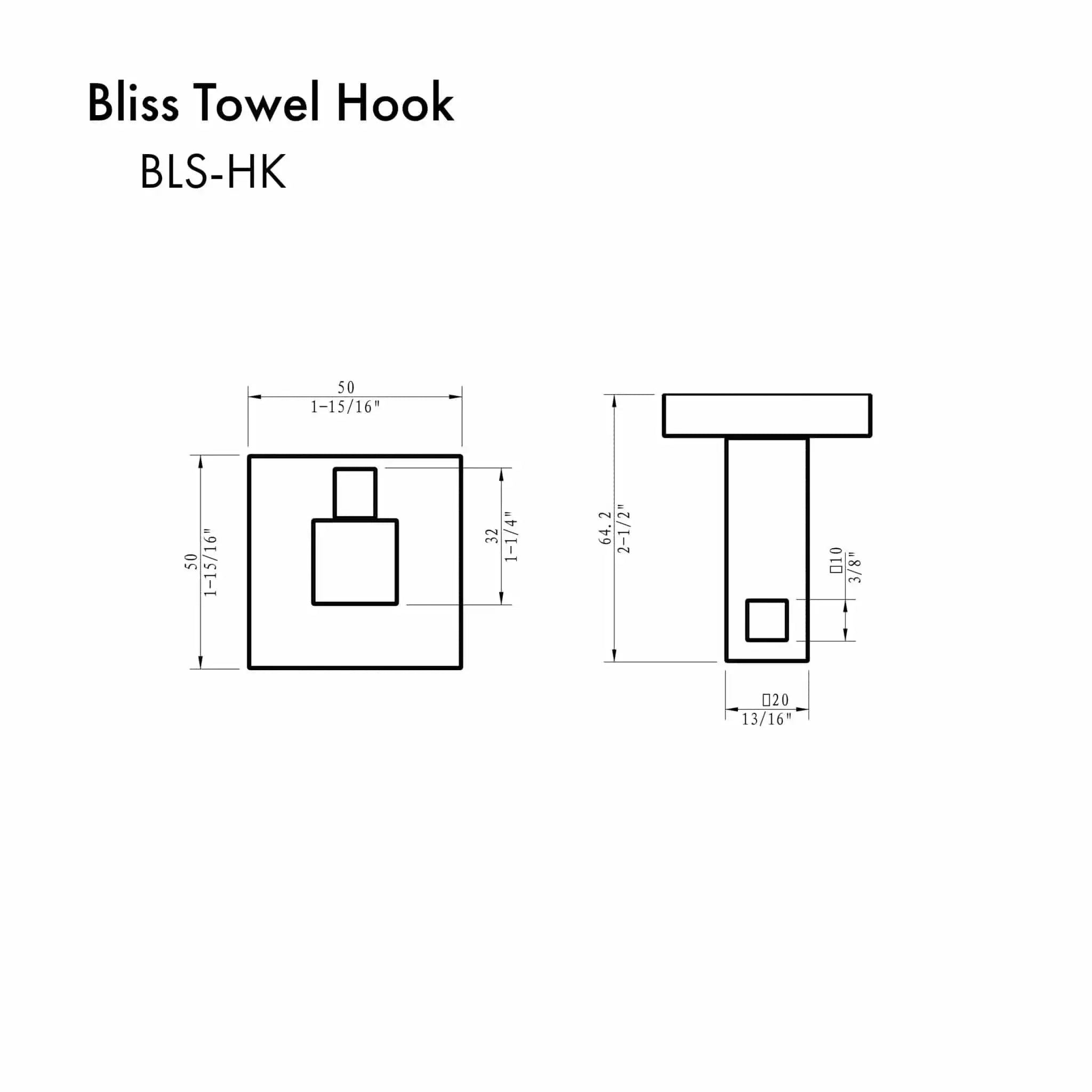 ZLINE Bliss Towel Hook BLS-HK-BN by Farmhouse Kitchen and Bath