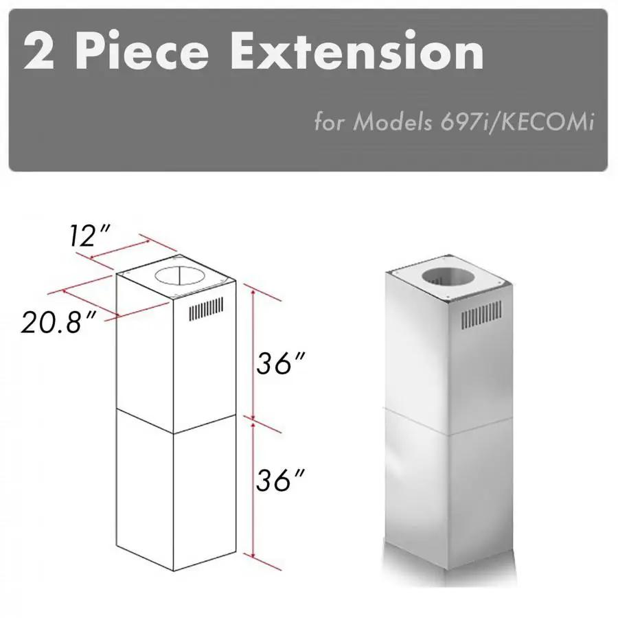 ZLINE Chimney Extension for 10'-12' Ceiling, 2PCEXT-697i/KECOMi by Farmhouse Kitchen and Bath