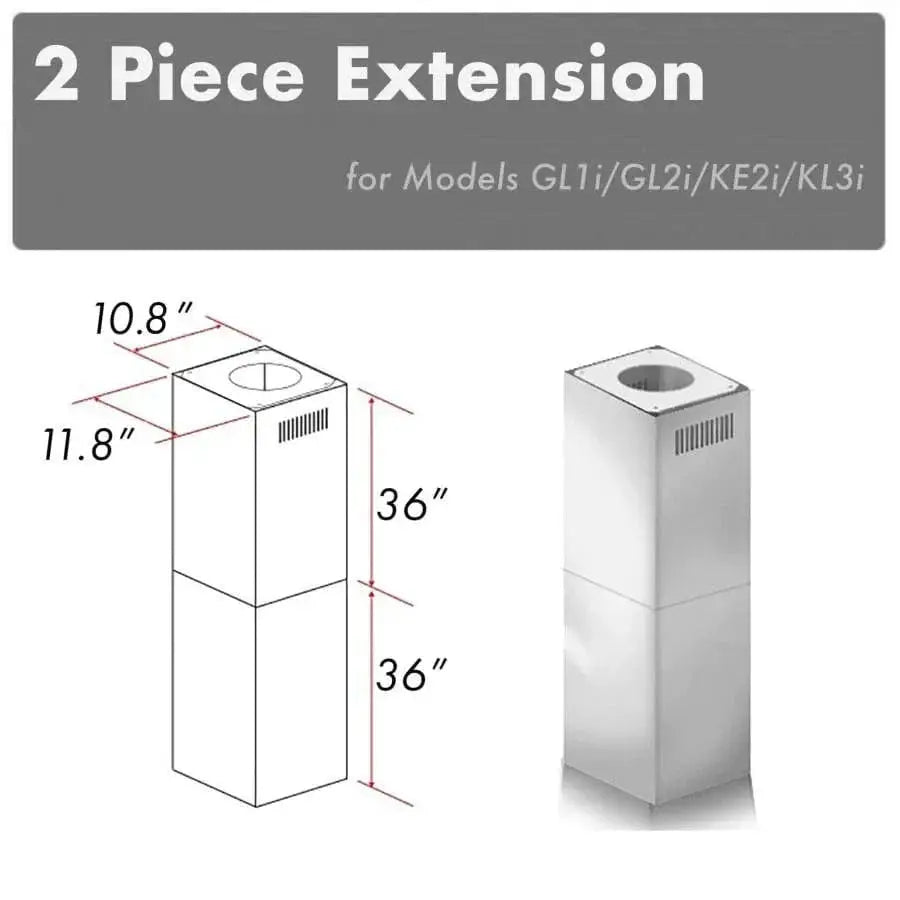 ZLINE Chimney Extension for 10'-12' Ceiling, 2PCEXT-GL1i/GL2i/KE2i/KL3i by Farmhouse Kitchen and Bath