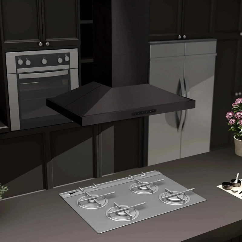 ZLINE Convertible Vent Island Mount Range Hood in Black Stainless Steel BSGL2iN-42 by Farmhouse Kitchen and Bath