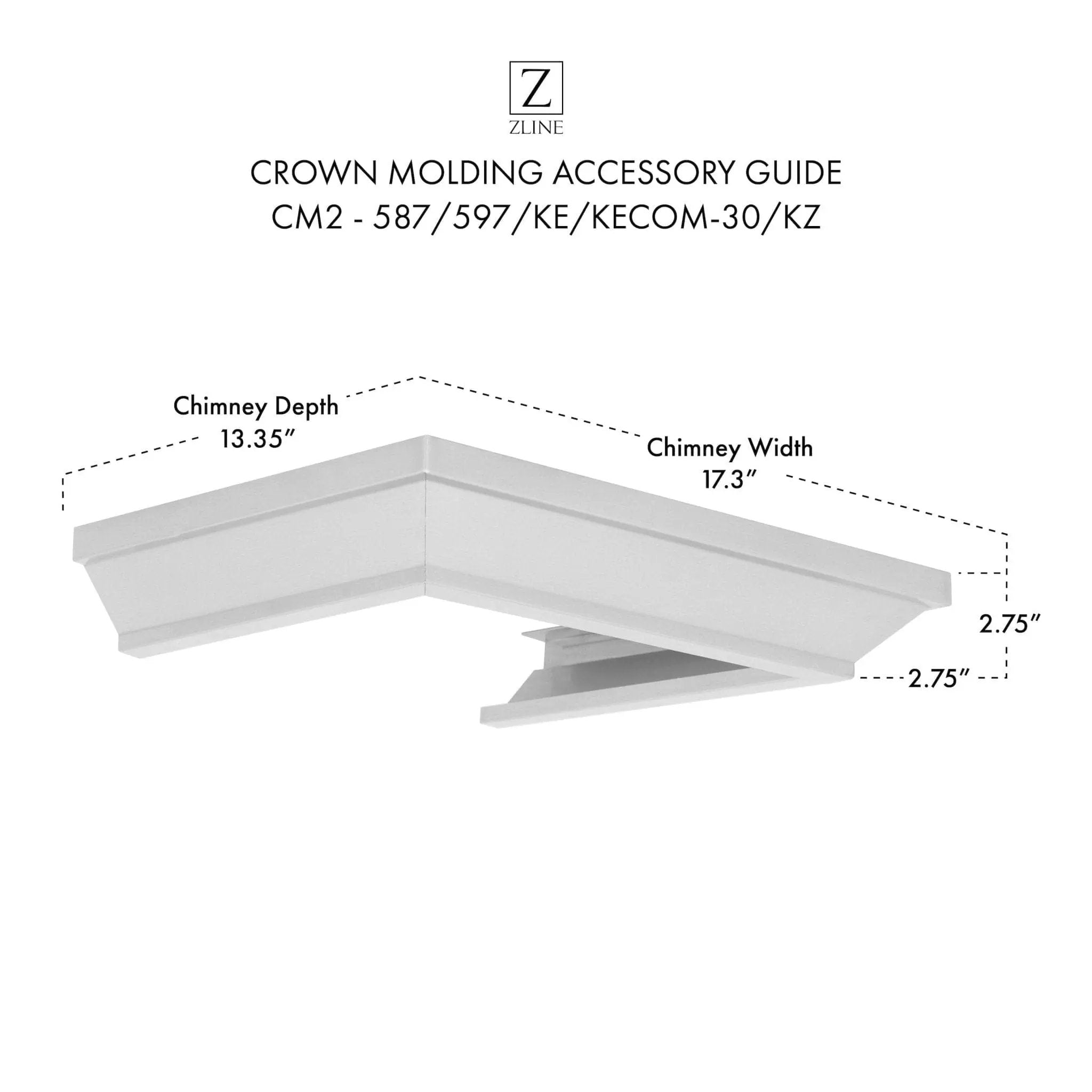 ZLINE Crown Molding #2 for Wall Range Hood, CM2-587/597/KE/KECOM-30/KZ by Farmhouse Kitchen and Bath