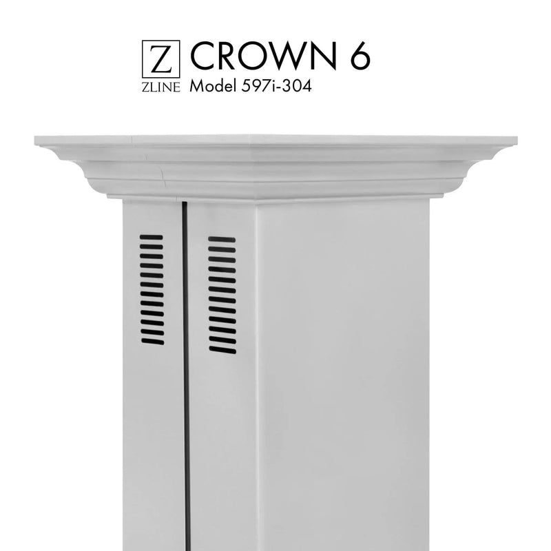 ZLINE Crown Molding #6 For Island Range Hood CM6-597i-304 by Farmhouse Kitchen and Bath