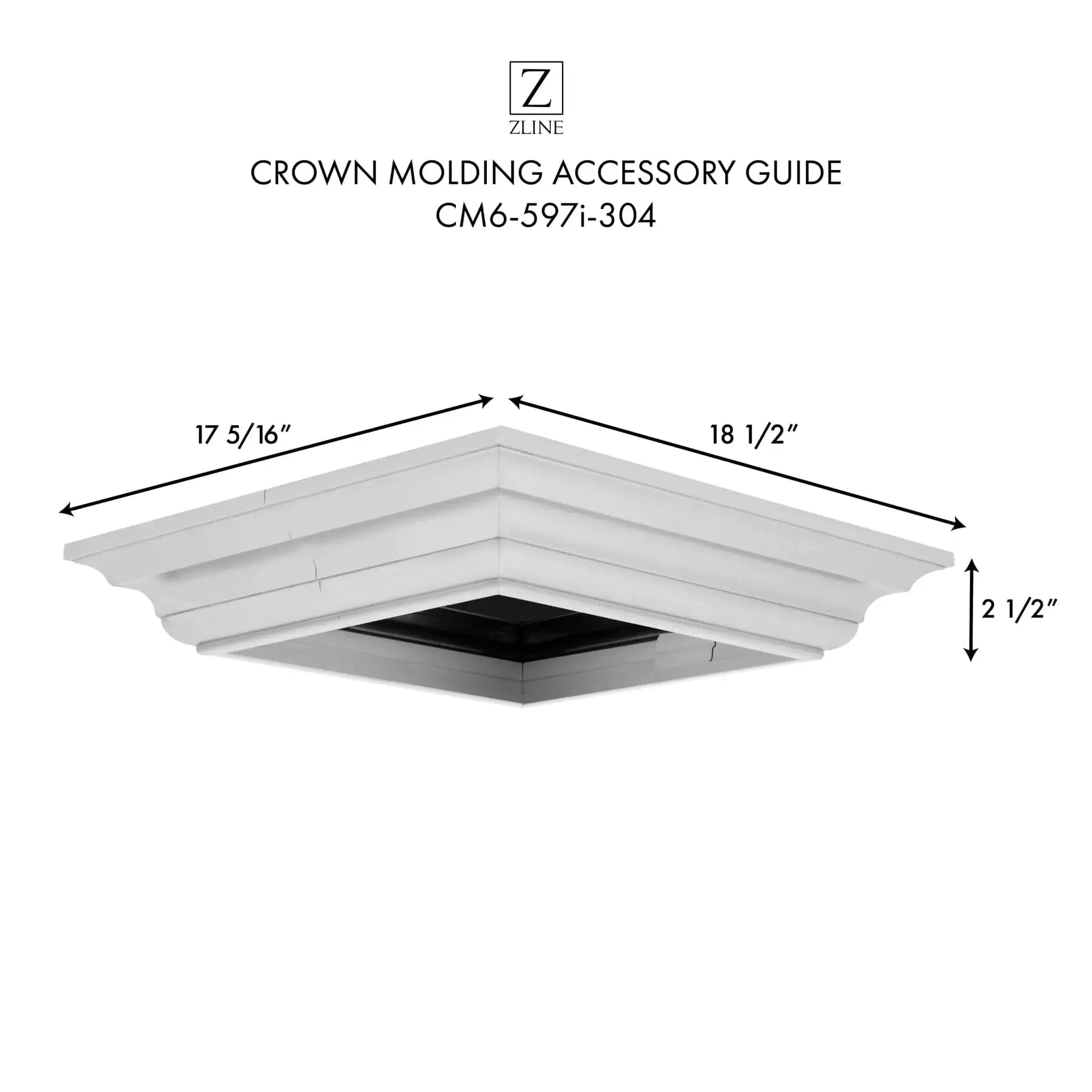 ZLINE Crown Molding #6 For Island Range Hood CM6-597i-304 by Farmhouse Kitchen and Bath