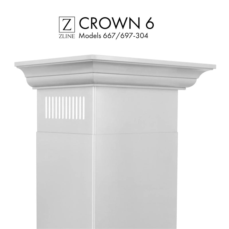 ZLINE Crown Molding Profile 6 Wall Mount RangeHood CM6-667/697-304 by Farmhouse Kitchen and Bath