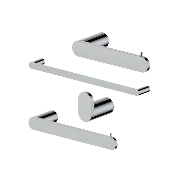 ZLINE Crystal Bay Bathroom Accessories Package with Towel Rail, Hook, Ring and Toilet Paper Holder, 4BP-CBYACC-CH