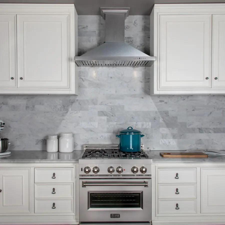 ZLINE Designer Series DuraSnow® Wall Mount Range Hood 8KBS-48 by Farmhouse Kitchen and Bath