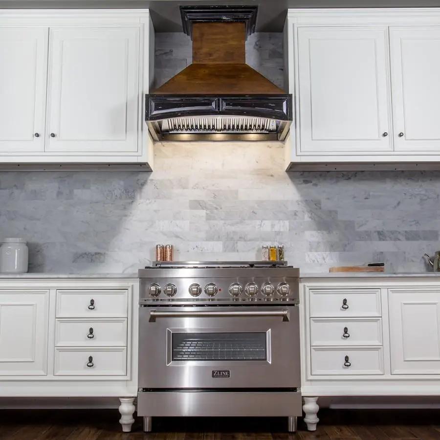 ZLINE 42" Wooden Wall Range Hood, Antigua and Walnut, 321AR-RS-42-400 by Farmhouse Kitchen and Bath