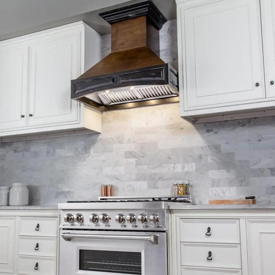 ZLINE 42" Wooden Wall Mount Range Hood, Antigua and Walnut, 321AR-RD-42 by Farmhouse Kitchen and Bath