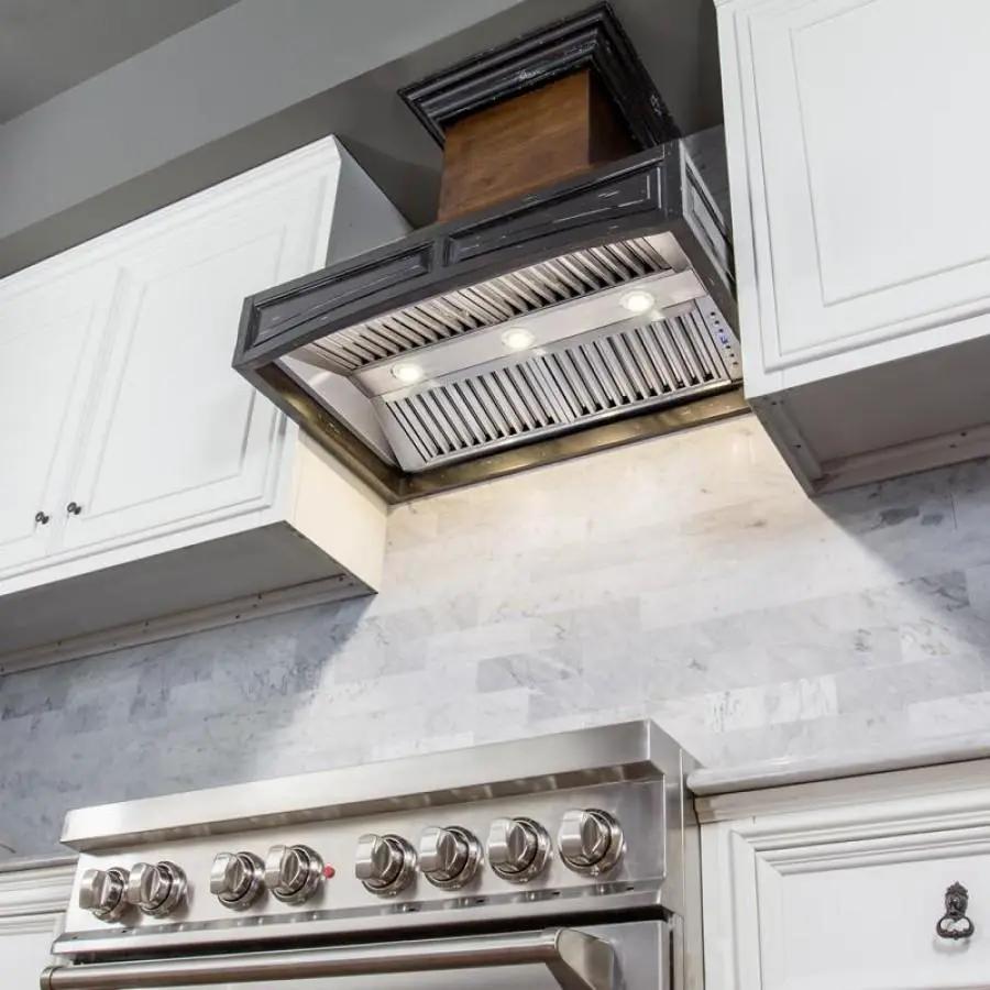 ZLINE 42" Wooden Wall Range Hood, Antigua and Walnut, 321AR-RS-42-400 by Farmhouse Kitchen and Bath