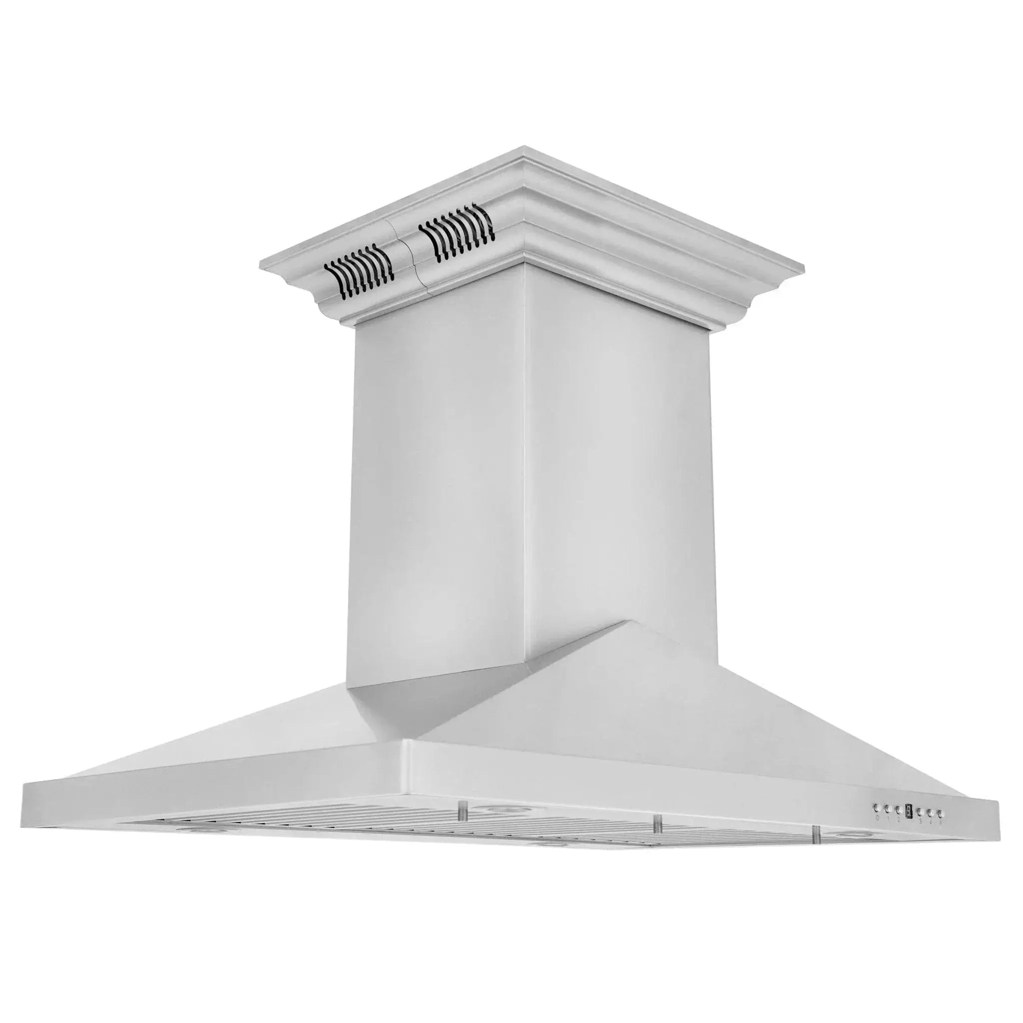 ZLINE Ducted Vent Island Mount Range Hood in Stainless Steel with Built-in ZLINE CrownSound Bluetooth Speakers GL1iCRN-BT-30 by Farmhouse Kitchen and Bath