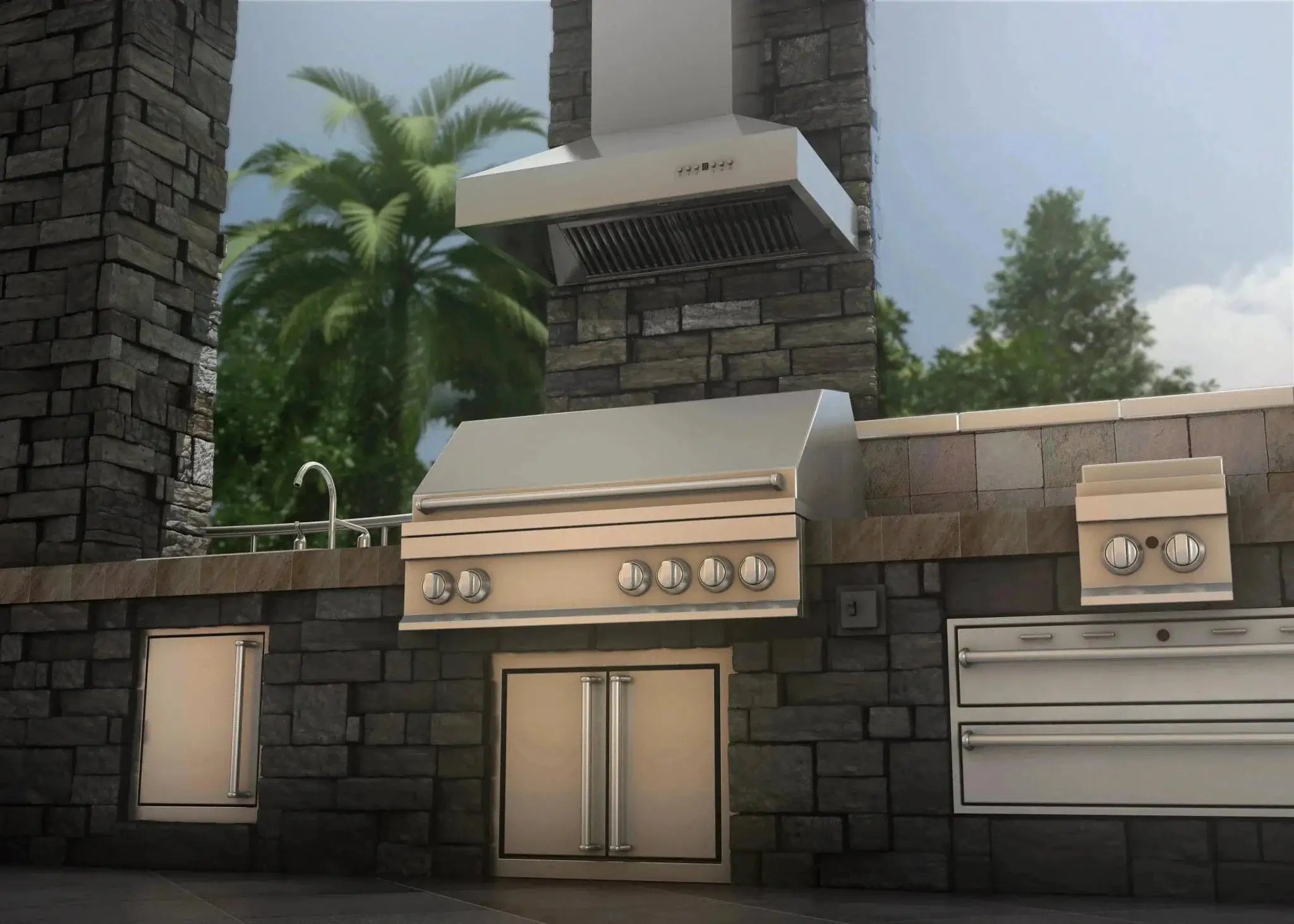 ZLINE Ducted Wall Mount Range Hood in Outdoor Approved Stainless Steel 697-304-48 by Farmhouse Kitchen and Bath