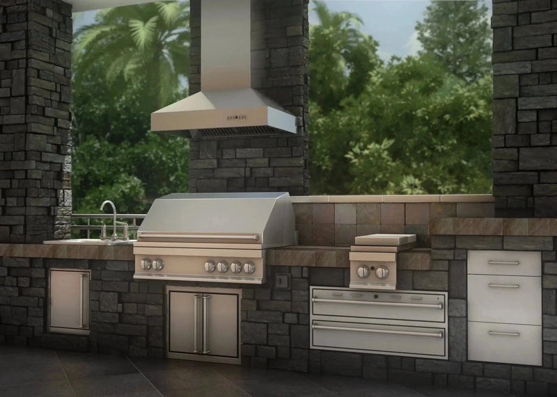 ZLINE Ducted Wall Mount Range Hood in Outdoor Approved Stainless Steel 697-304-48 by Farmhouse Kitchen and Bath