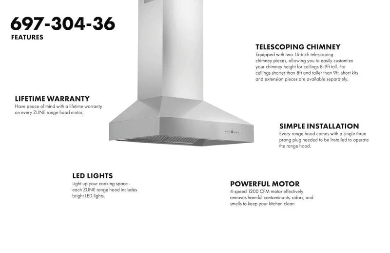 ZLINE Ducted Wall Mount Range Hood in Outdoor Approved Stainless Steel 697-304-60 by Farmhouse Kitchen and Bath