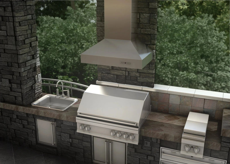 ZLINE Ducted Wall Mount Range Hood in Outdoor Approved Stainless Steel 697-304-60 by Farmhouse Kitchen and Bath