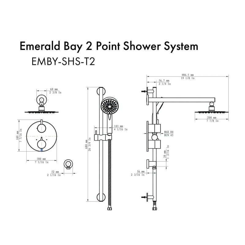 ZLINE Emerald Bay Thermostatic Shower System EMBY-SHS-T2-CH by Farmhouse Kitchen and Bath
