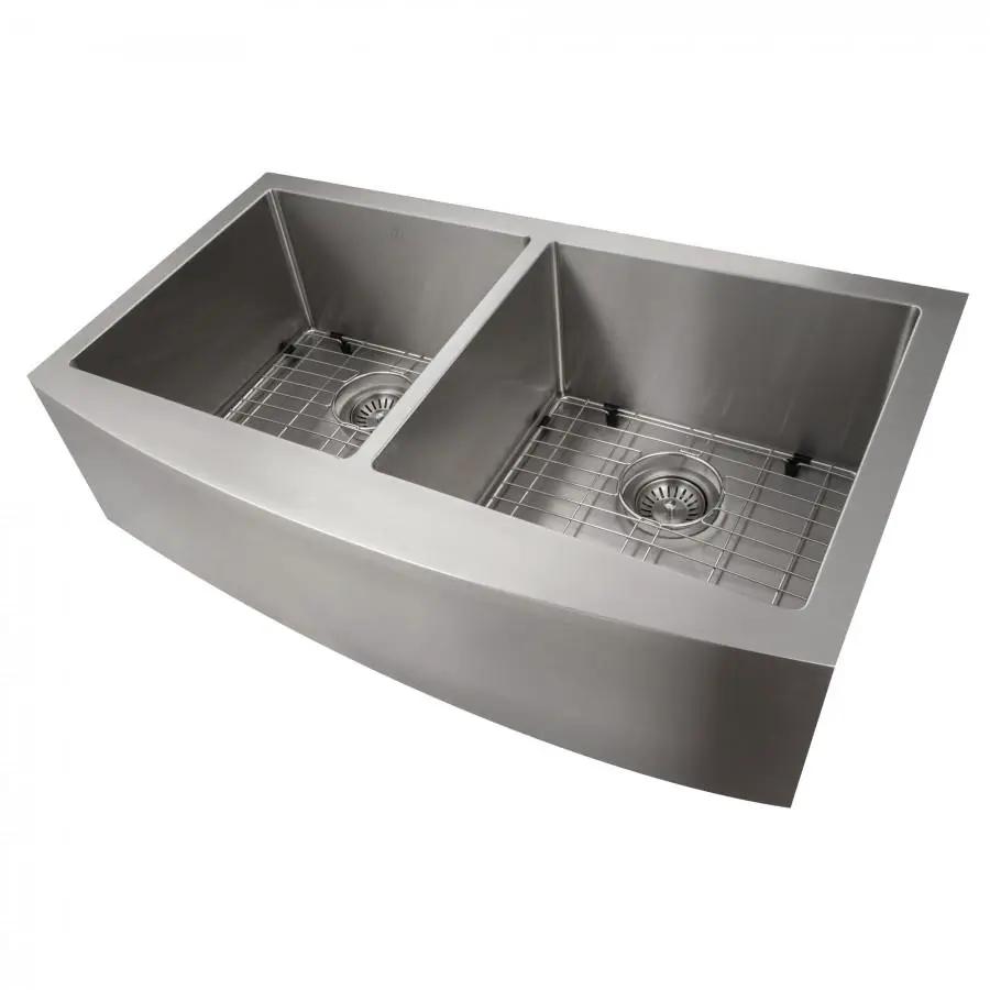 ZLINE Farmhouse 36" Double Bowl Apron Sink Stainless Steel, SA50D-36 by Farmhouse Kitchen and Bath