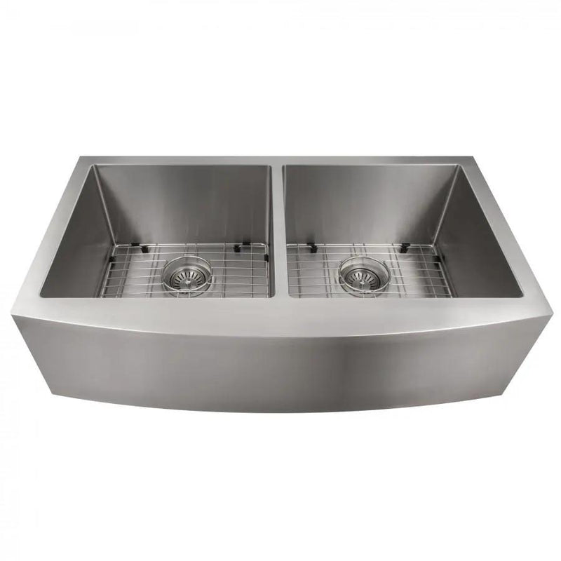 ZLINE Farmhouse 36" Double Bowl Apron Sink Stainless Steel, SA50D-36 by Farmhouse Kitchen and Bath