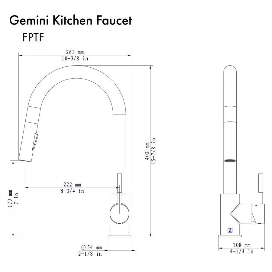 ZLINE Gemini Kitchen Faucet in Gun Metal, GEM-KF-GM by Farmhouse Kitchen and Bath