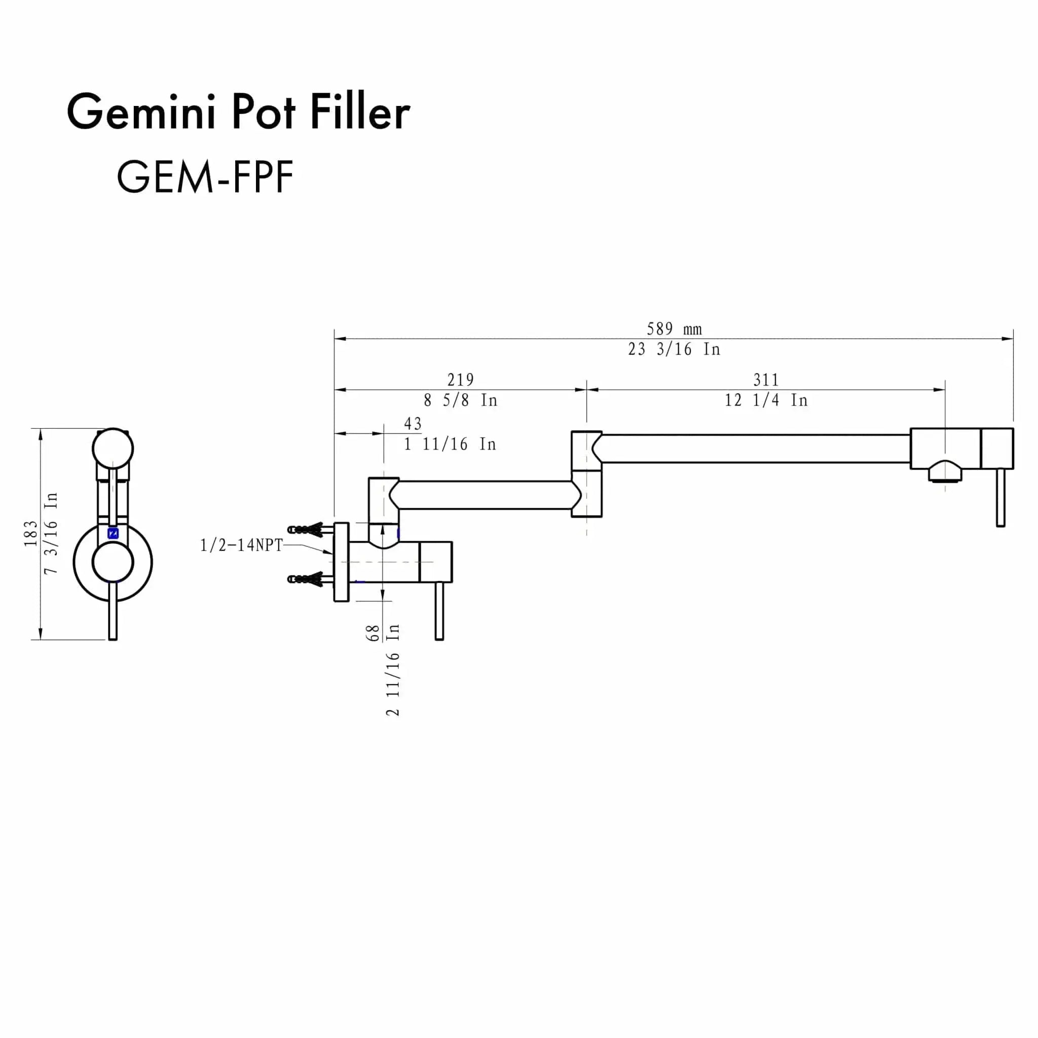ZLINE Gemini Pot Filler GEM-FPF-CH by Farmhouse Kitchen and Bath