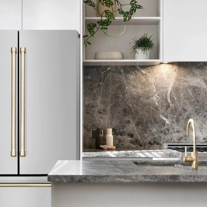 ZLINE Gold Autograph Edition Handles for Freestanding Refrigerators RFMHZ-36-G by Farmhouse Kitchen and Bath