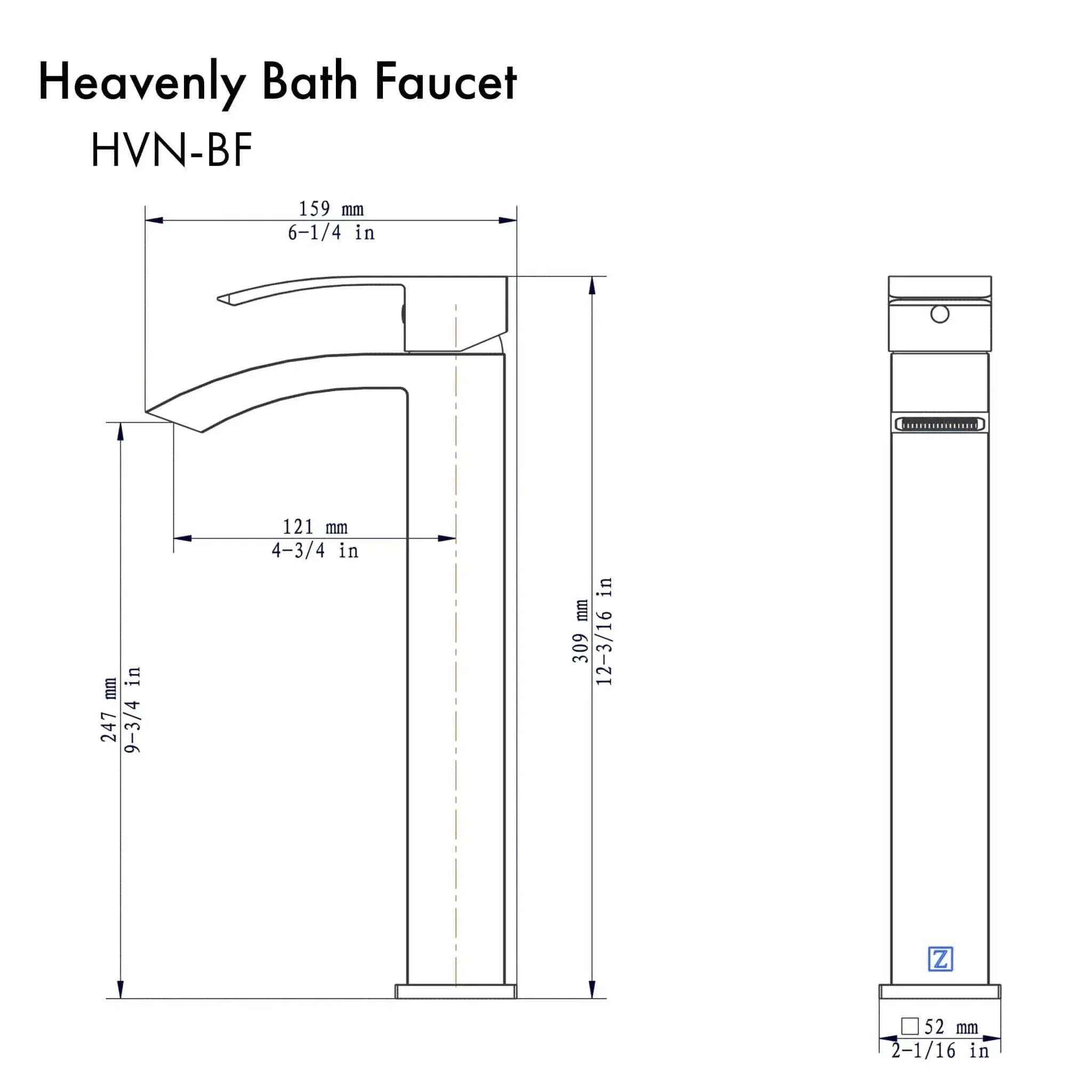 ZLINE Heavenly Bath Faucet in Chrome, HVN-BF-PG by Farmhouse Kitchen and Bath