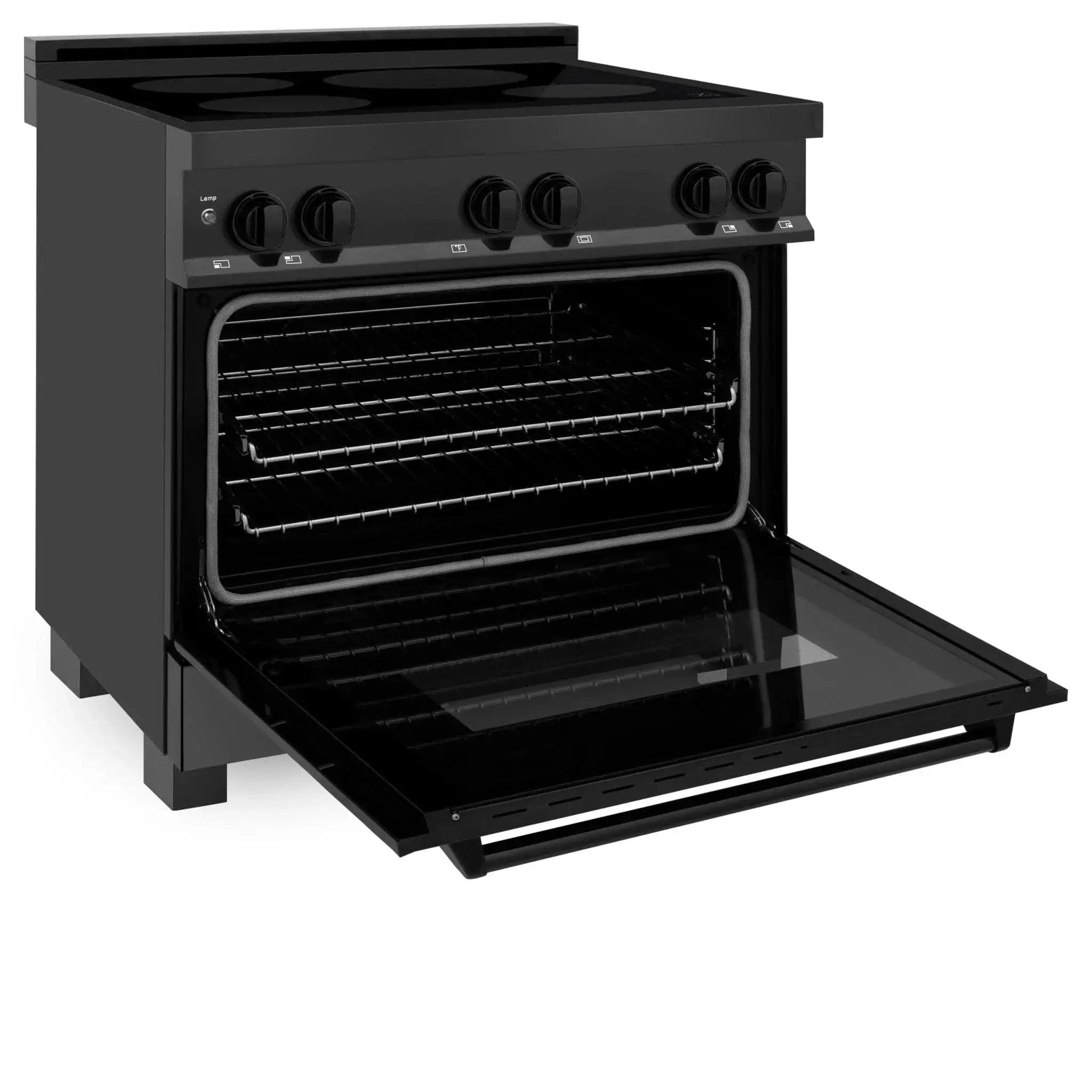 ZLINE Induction Range with a 4 Element Stove and Electric Oven in Black Stainless Steel RAIND-BS-36 by Farmhouse Kitchen and Bath