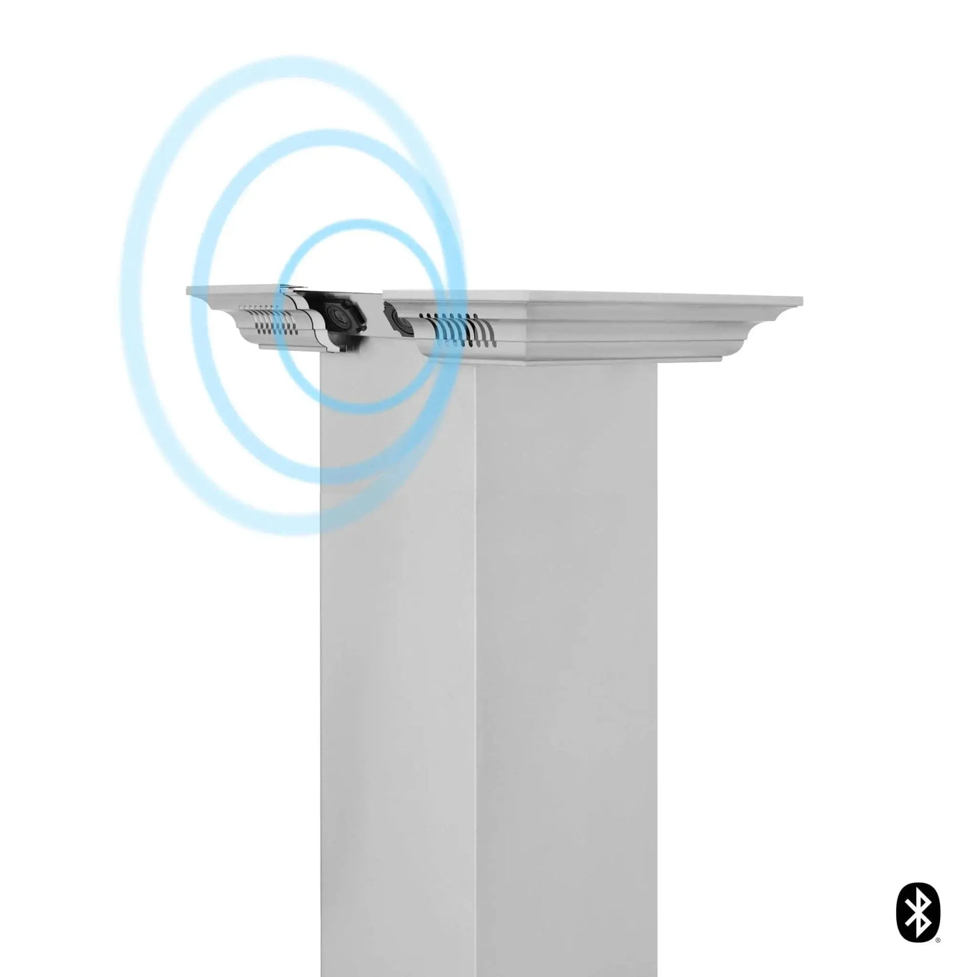 Zline Island Mount Range Hood in Stainless Steel with Built-in ZLINE CrownSound™ Bluetooth Speakers KE2iCRN-BT by Farmhouse Kitchen and Bath