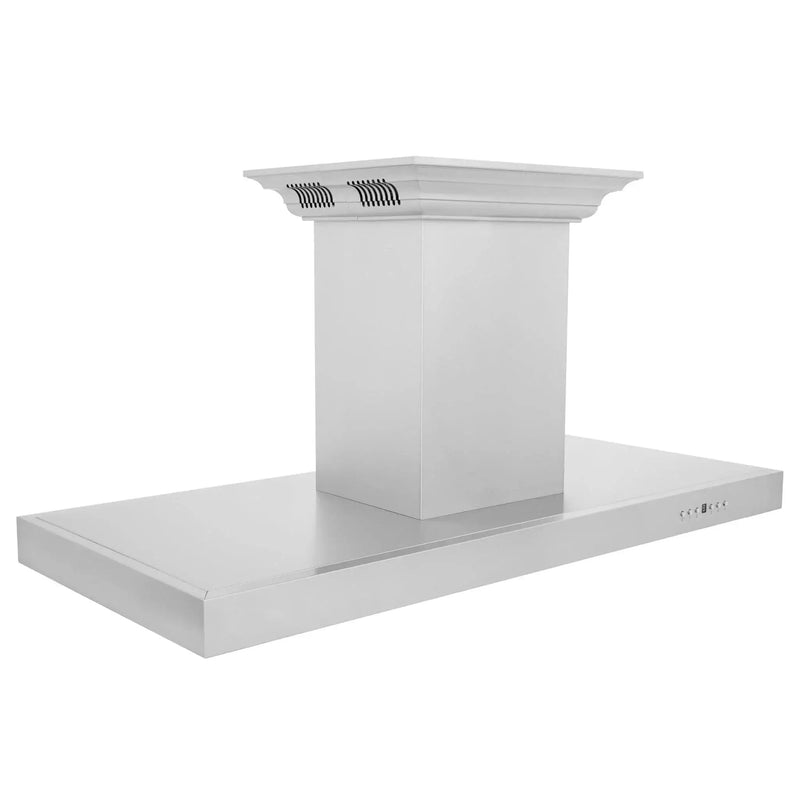 Zline Island Mount Range Hood in Stainless Steel with Built-in ZLINE CrownSound™ Bluetooth Speakers KE2iCRN-BT-48 by Farmhouse Kitchen and Bath