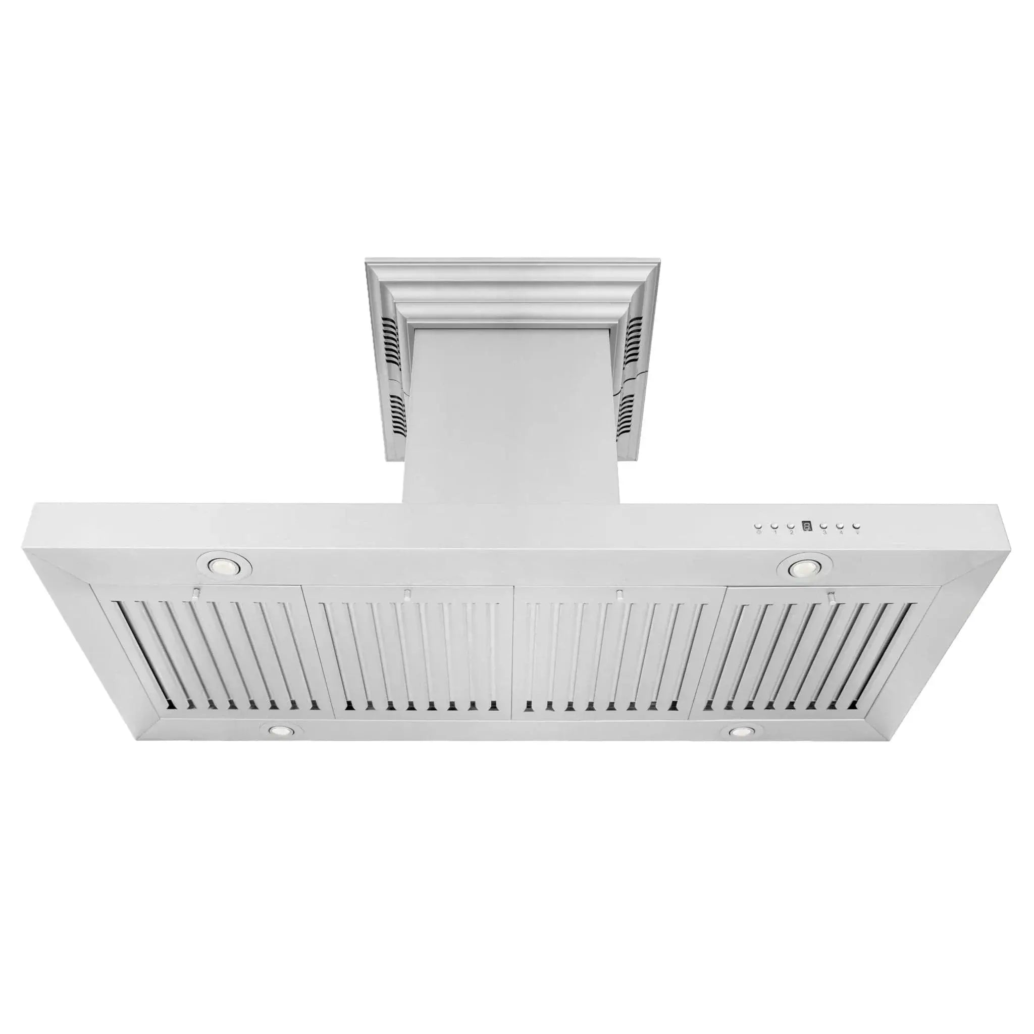 Zline Island Mount Range Hood in Stainless Steel with Built-in ZLINE CrownSound™ Bluetooth Speakers KE2iCRN-BT-48 by Farmhouse Kitchen and Bath