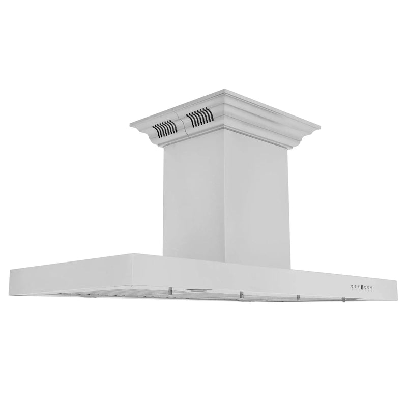 Zline Island Mount Range Hood in Stainless Steel with Built-in ZLINE CrownSound™ Bluetooth Speakers KE2iCRN-BT-48 by Farmhouse Kitchen and Bath