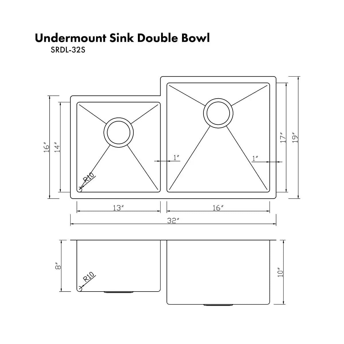 ZLINE Jackson 32" Undermount Double Bowl Sink In DuraSnow Stainless Steel, SRDL-32S by Farmhouse Kitchen and Bath