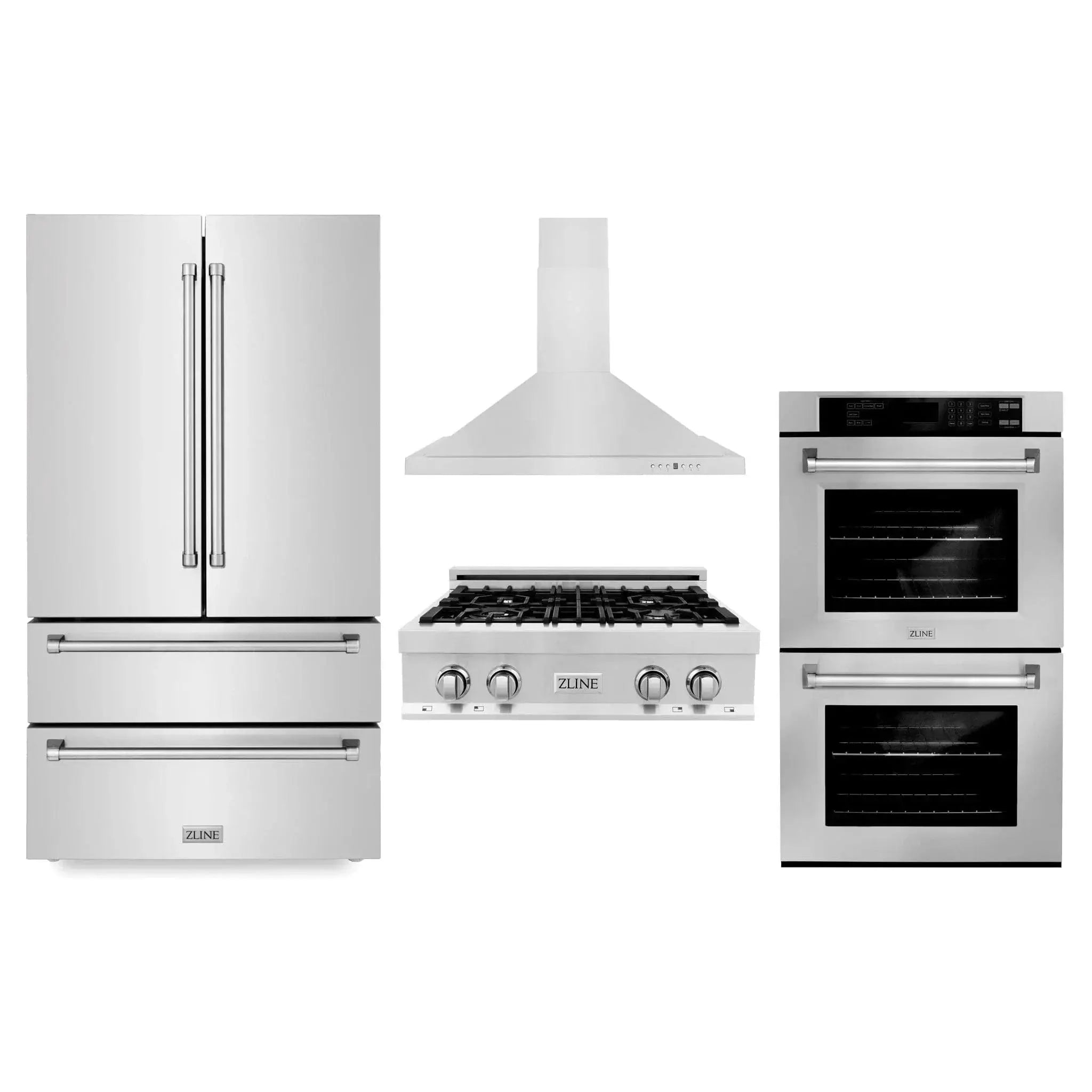 ZLINE Kitchen Package Refrigerator, Rangetop, Rangehood, Wall Oven, 4KPR-RTRH30-AWD by Farmhouse Kitchen and Bath