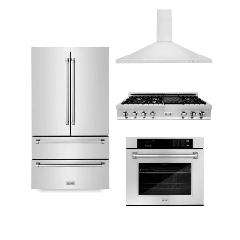 ZLINE Kitchen Package Refrigerator, Rangetop, Rangehood, Wall Oven, 4KPR-RTRH48-AWS by Farmhouse Kitchen and Bath