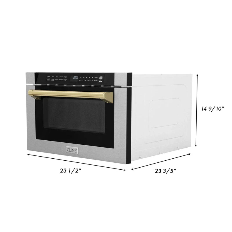 ZLine Microwave Drawer, DuraSnow and Gold MWDZ-1-SS-H-G by Farmhouse Kitchen and Bath