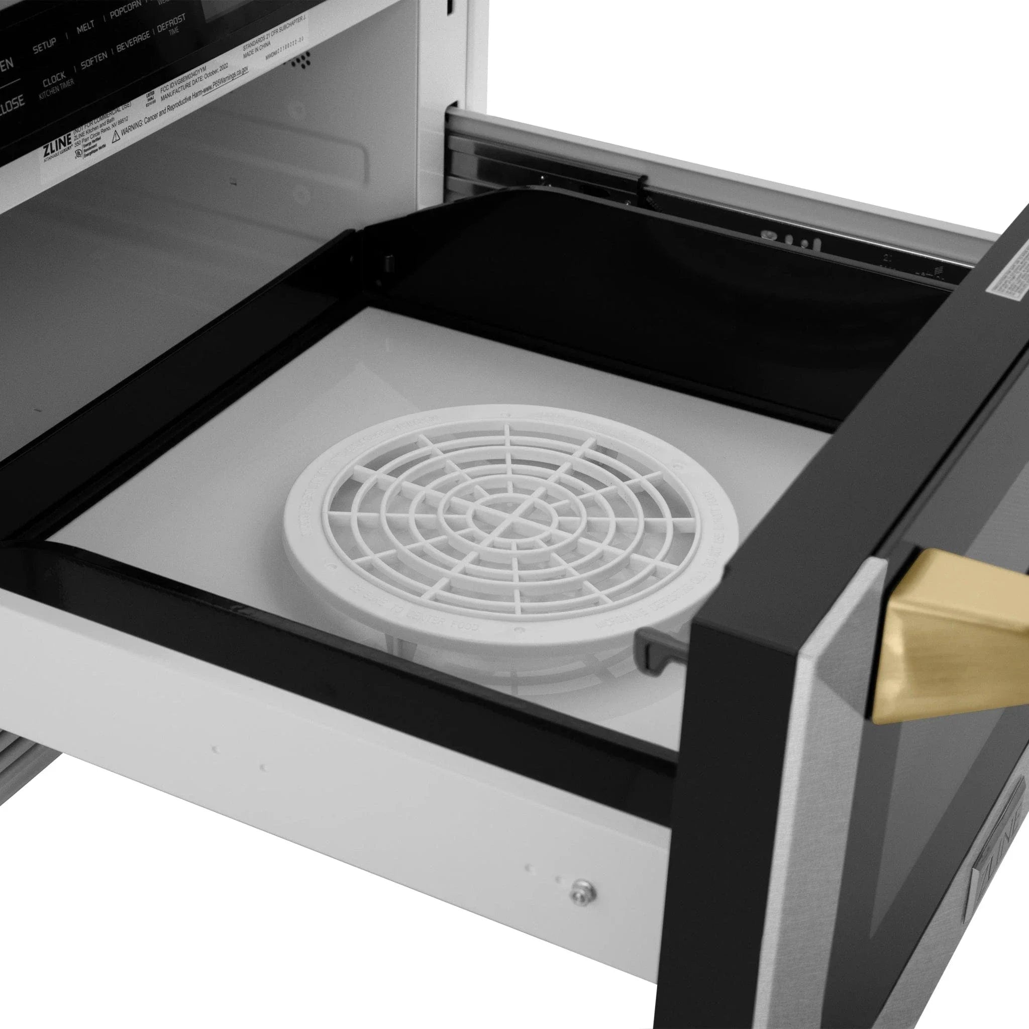 ZLine Microwave Drawer, DuraSnow and Gold MWDZ-1-SS-H-G by Farmhouse Kitchen and Bath