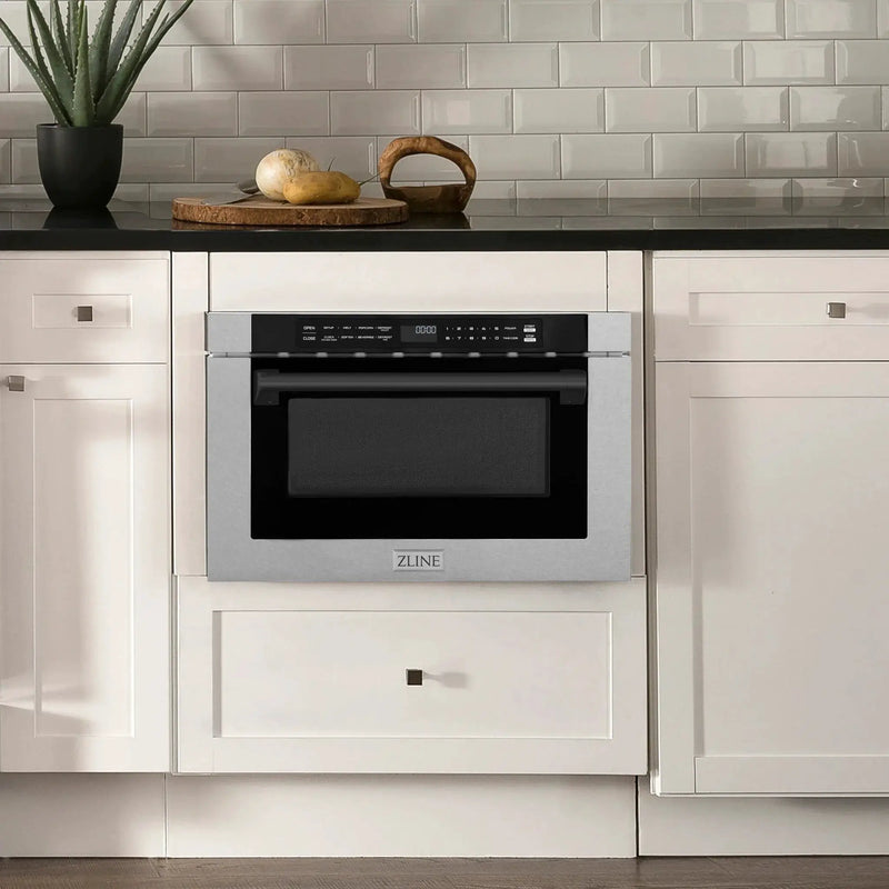 Zline Microwave Drawer, DuraSnow, Matte Black MWDZ-1-SS-H-MB by Farmhouse Kitchen and Bath