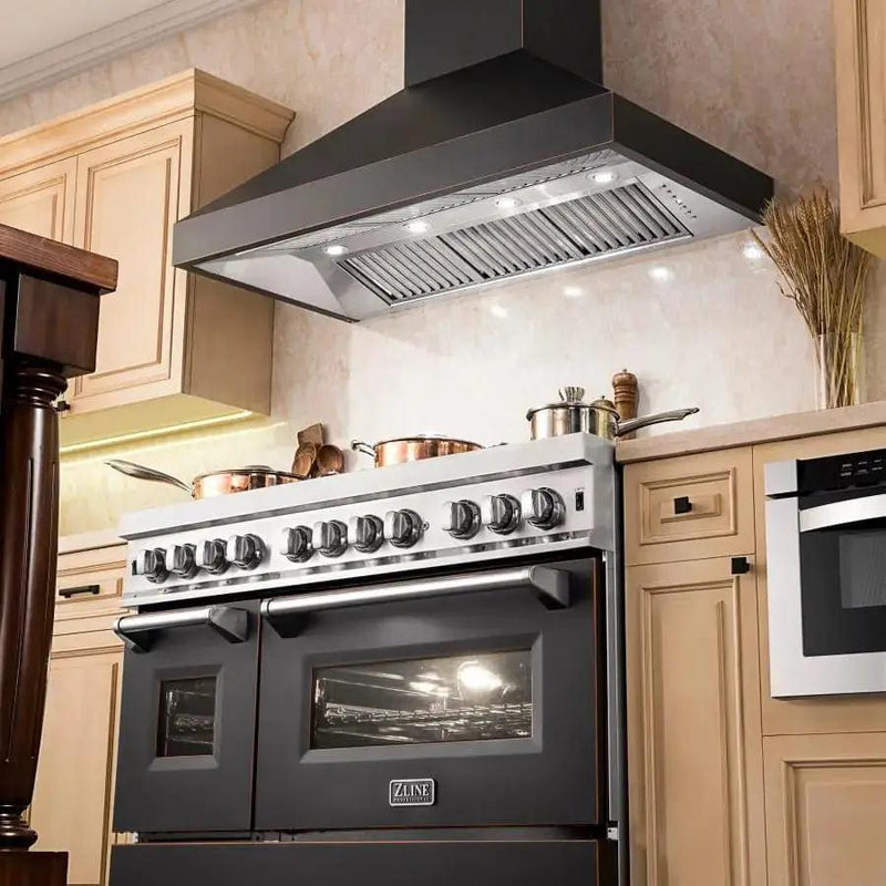 ZLINE 48" Oil-Rubbed Bronze Wall Range Hood, 8667B-48 by Farmhouse Kitchen and Bath