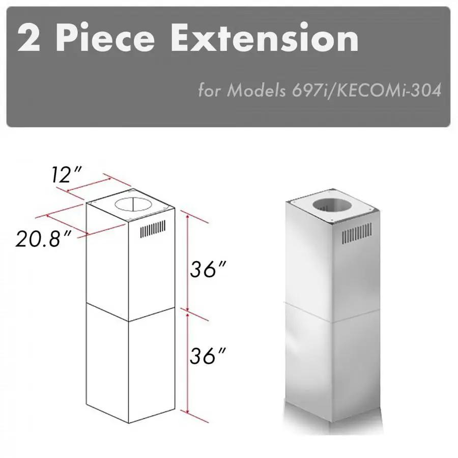 ZLINE Outdoor Chimney Extension 12' Ceiling, 2PCEXT-697i/KECOMi-304 by Farmhouse Kitchen and Bath