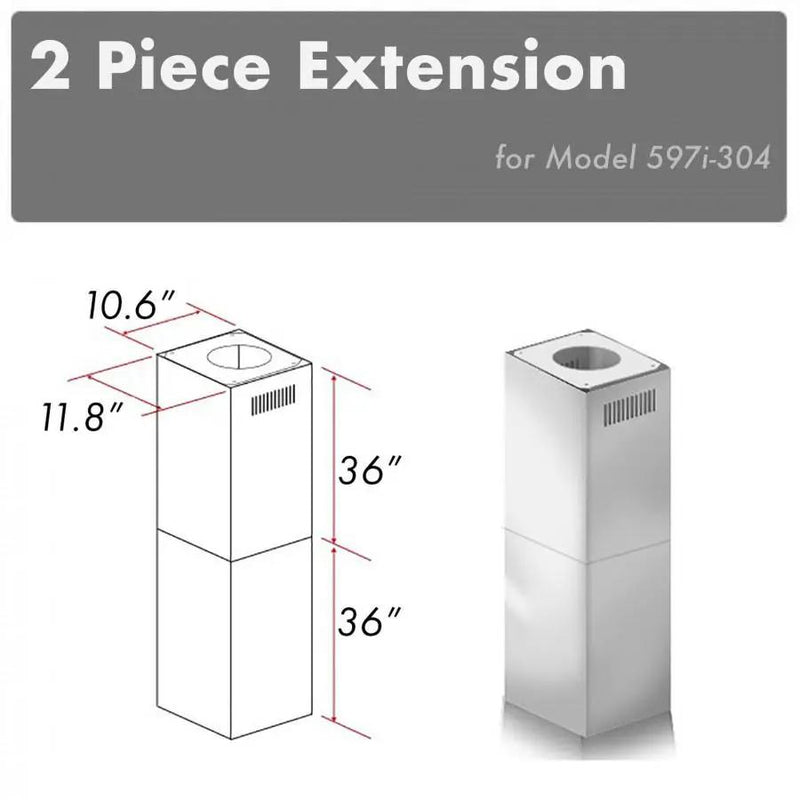 ZLINE Outdoor Chimney Extension for 10'-12' Ceiling, 2PCEXT-597i-304 by Farmhouse Kitchen and Bath