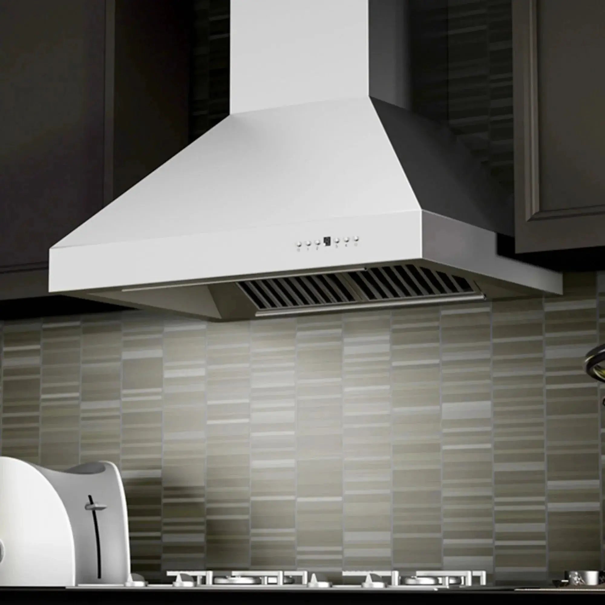 ZLINE Professional Convertible Vent Wall Mount Range Hood in Stainless Steel with Crown Molding 667CRN-30 by Farmhouse Kitchen and Bath