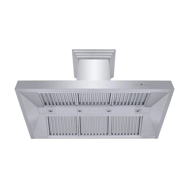 ZLINE Professional Convertible Vent Wall Mount Range Hood in Stainless Steel with Crown Molding 667CRN-42 by Farmhouse Kitchen and Bath