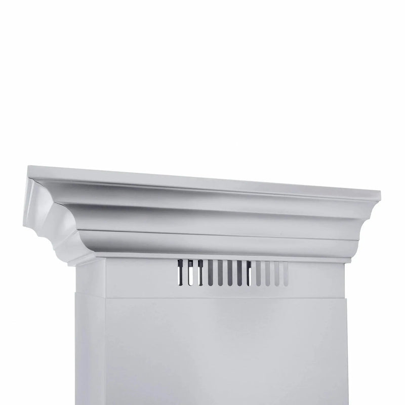 ZLINE Professional Convertible Vent Wall Mount Range Hood in Stainless Steel with Crown Molding 667CRN-42 by Farmhouse Kitchen and Bath