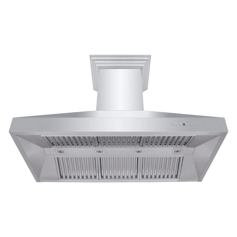 ZLINE Professional Convertible Vent Wall Mount Range Hood in Stainless Steel with Crown Molding 667CRN-48 by Farmhouse Kitchen and Bath
