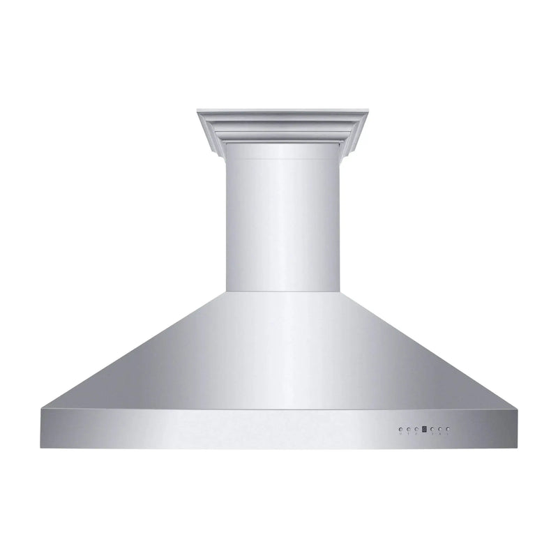 ZLINE Professional Convertible Vent Wall Mount Range Hood in Stainless Steel with Crown Molding 667CRN-48 by Farmhouse Kitchen and Bath