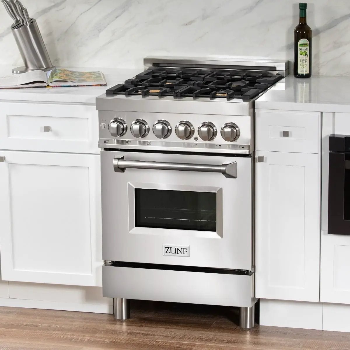 ZLINE 24" Dual Fuel Range, Stainless Steel, Brass Burners, RA-BR-24 by Farmhouse Kitchen and Bath