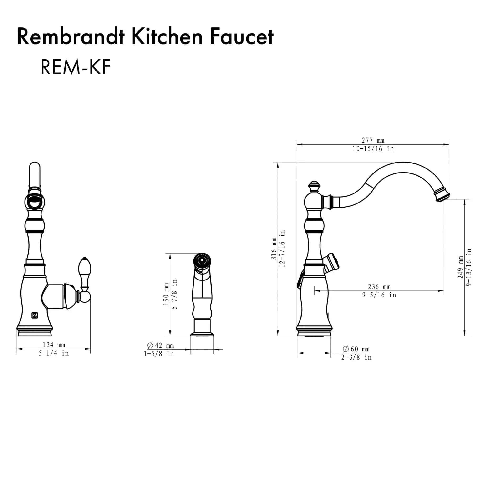 ZLINE Rembrandt Kitchen Faucet, REM-KF-BN by Farmhouse Kitchen and Bath