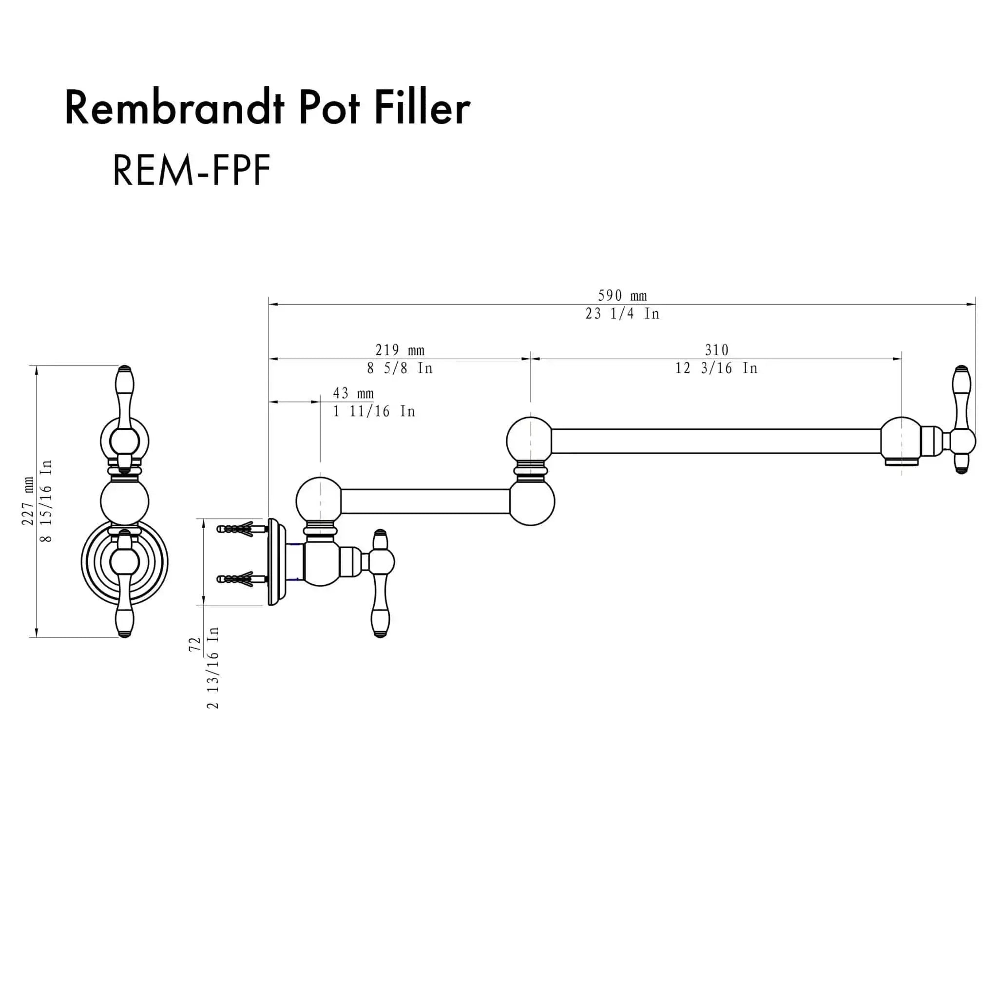 ZLINE Rembrandt Pot Filler REM-FPF-MB by Farmhouse Kitchen and Bath